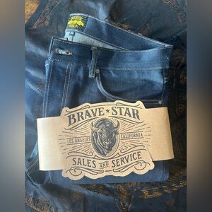 NWOT Brave Star Men's Indigo Slim Straight Selvedge Jeans Denim